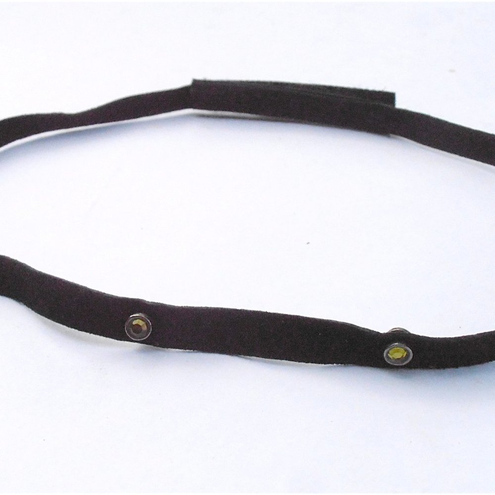 Black Suede Leather Choker Faux Peridot Necklace